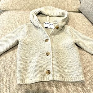 Old Navy Gray Hooded Button up sweater
